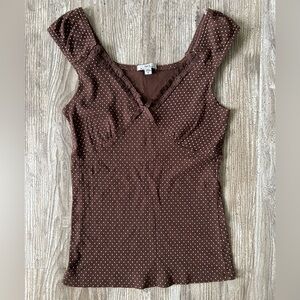 *SOLD!* Lei Y2K Brown & Pink Polka Dot Cap Sleeve Fairy Top